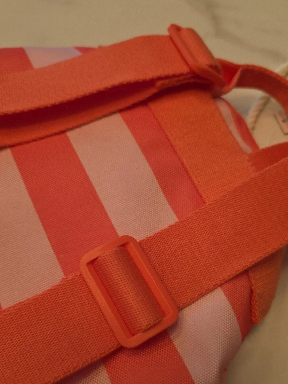 Victoria's Secret Pink & Coral Striped Drawstring Backpack & Lunch Bag (D-1)